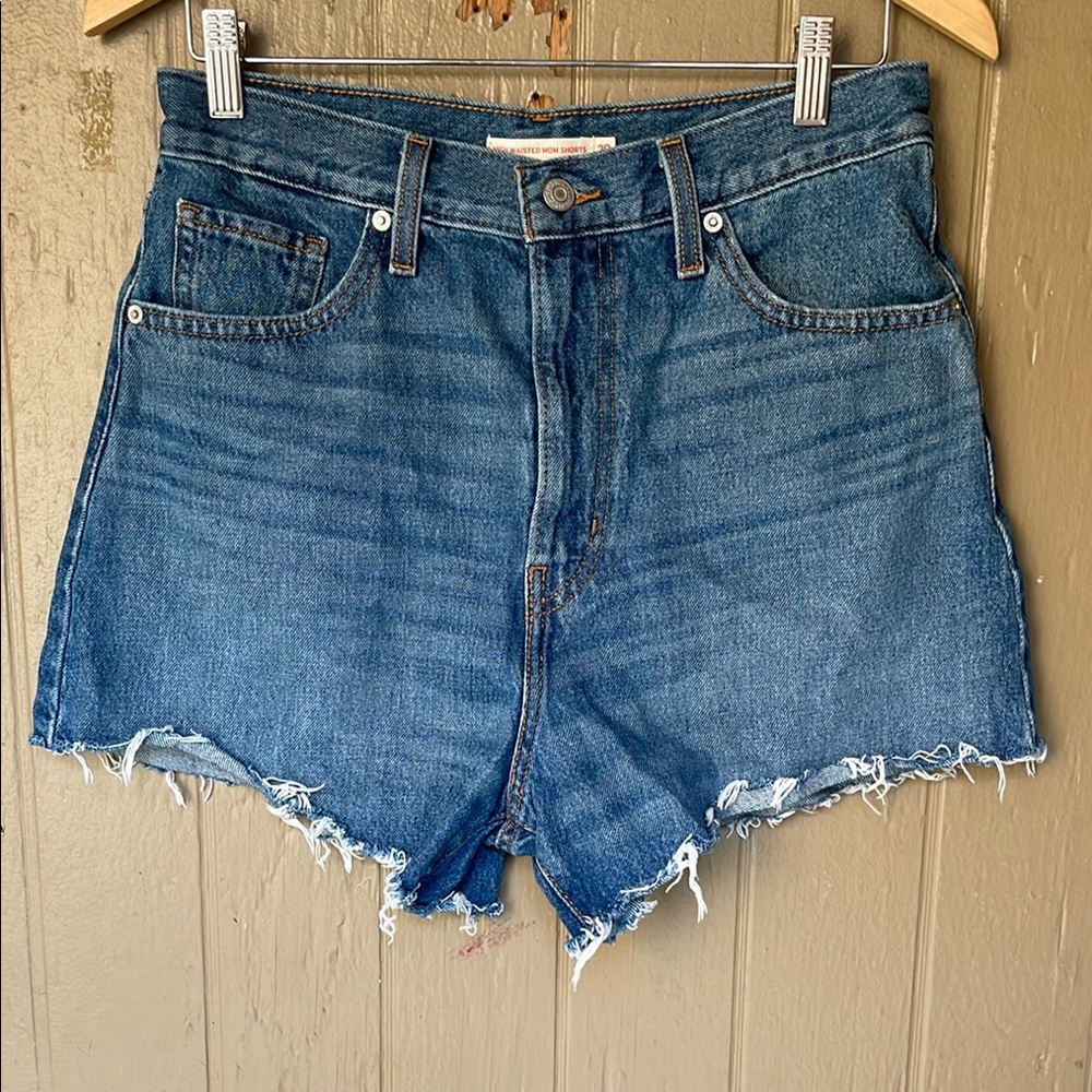 Levi's Blue Jean Shorts Distressed Frayed Hem
